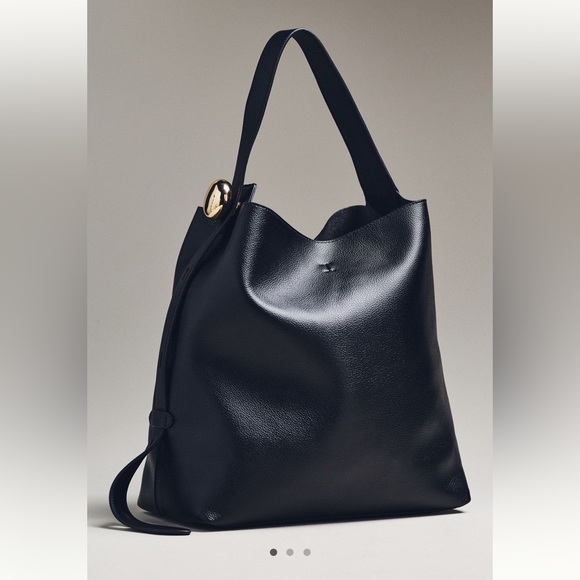 Anthropologie Handbags - Anthropologie Slouchy Faux-Leather Tote NWOT Black Gold Knob